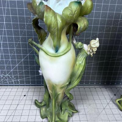 Saxony Art Nouveau Set of Matched Vases