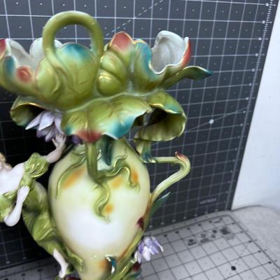 Saxony Art Nouveau Set of Matched Vases