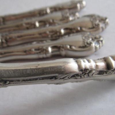 6 Vintage Gorham Melrose Pattern Sterling Handle Butter Knives, Nice!