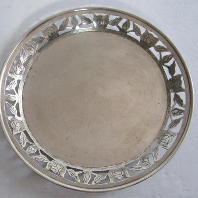 Vintage 925 Sterling Pierced Edge Tray, 7 1/2", 4 Ounces