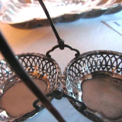 Old Sterling Silver Handled Dish and Silverplate Tray, Read Description