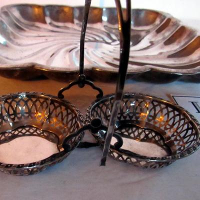 Old Sterling Silver Handled Dish and Silverplate Tray, Read Description