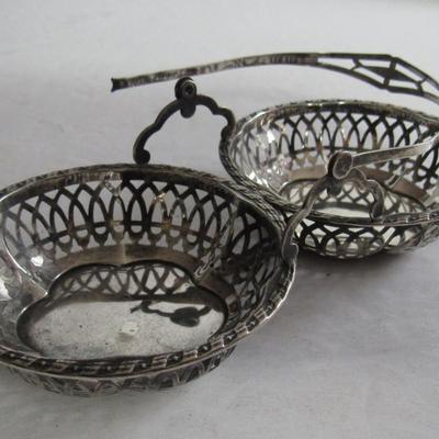 Old Sterling Silver Handled Dish and Silverplate Tray, Read Description
