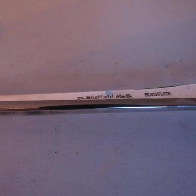 Large 13" Sheffield Silverplate Salad Spoon/Fork Set