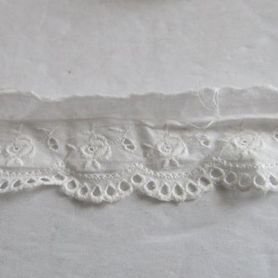 Lot of Embroidered Panels and Lace Trim and Antique Lace Collar