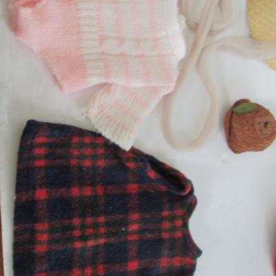 Lot of Vintage Doll Hats and Clothes, Red Set From Italy