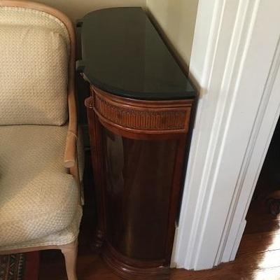 JOB 10.16 DR 012 Marble topped Wood Bar with Glass Door/Shelf