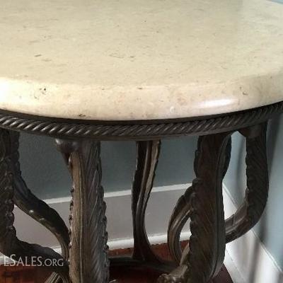 JOB 10.16 DR 013 White stone & Iron side round table