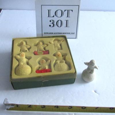Vintage 1970s Shackman's Imports Snowbabies Set From Japan and One Older Japan Snowbaby Miniature