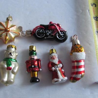 Lot of Miniature Glass Figural Christmas Ornaments