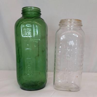 Lot of 2 Vintage Glass Juice / Water Bottles