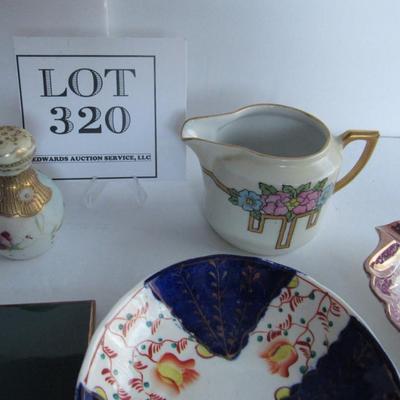 Misc Lot of Small Dishes, Lusterware Ladle, Cat Wall Pocket, More