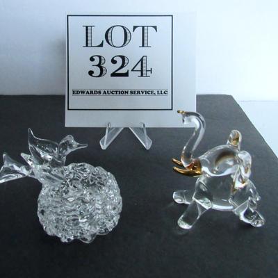 Two Hand Blown Glass Animals