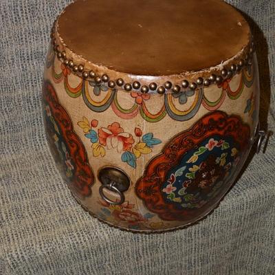 Vintage Chinese Dragon King Ceremonial Drum 16"x14"