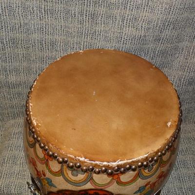 Vintage Chinese Dragon King Ceremonial Drum 16"x14"