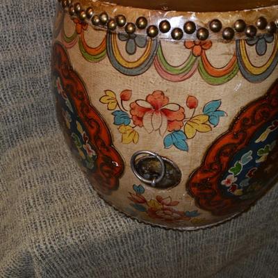 Vintage Chinese Dragon King Ceremonial Drum 16"x14"