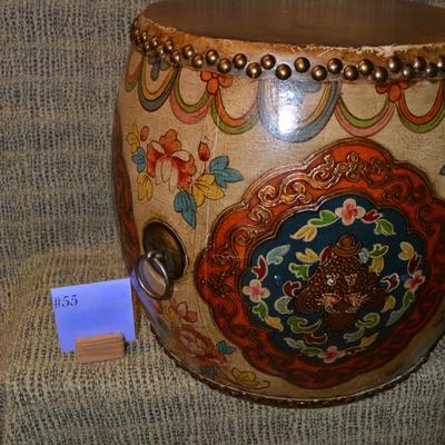 Vintage Chinese Dragon King Ceremonial Drum 16"x14"
