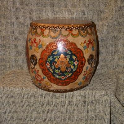 Vintage Chinese Dragon King Ceremonial Drum 16"x14"