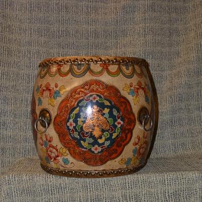 Vintage Chinese Dragon King Ceremonial Drum 16"x14"