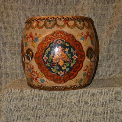 Vintage Chinese Dragon King Ceremonial Drum 16"x14"