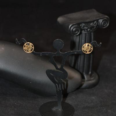 14K Gold-Plated 925 Sterling Chinese Character Earrings 1.2g