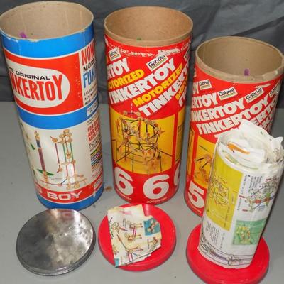 3 Vintage Tinker Toy Sets