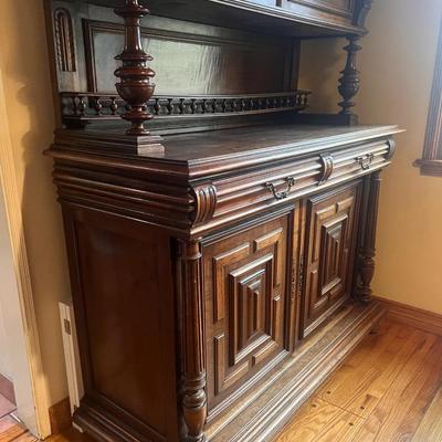 Antique Henry II Hunt Cabinet Sideboard / Buffet
