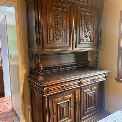 Antique Henry II Hunt Cabinet Sideboard / Buffet