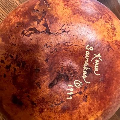 Pair Gourd Vessels Signed and dated by Karen Saviskas