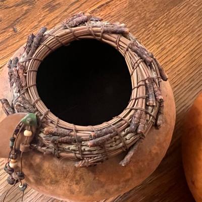Pair Gourd Vessels Signed and dated by Karen Saviskas