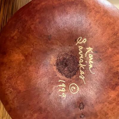 Pair Gourd Vessels Signed and dated by Karen Saviskas