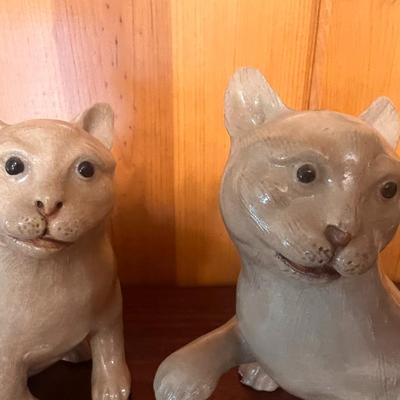Matched Pair of Glazed Chinese Ceramic Cats