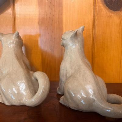Matched Pair of Glazed Chinese Ceramic Cats
