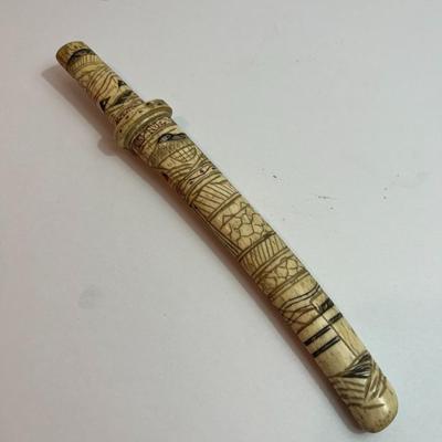Antique Meiji Period Japanese Carved Bone/Ivory 9-1/4" Knife/Letter Opener as Pictured.