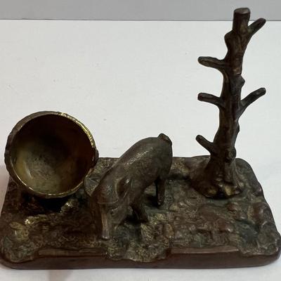 2 Small Antique Austrian Bronze Figure & Tray Lot in Good Preowned Condition.