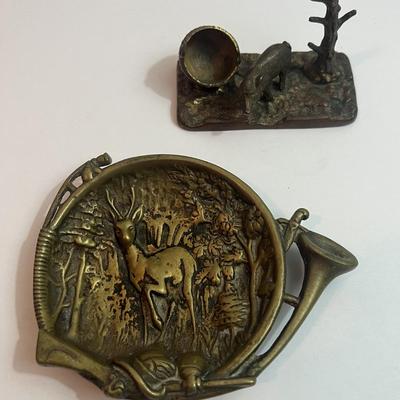 2 Small Antique Austrian Bronze Figure & Tray Lot in Good Preowned Condition.