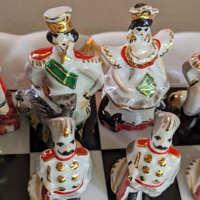 Russian Gardner Verbilky Porcelain Figurine Chess Set