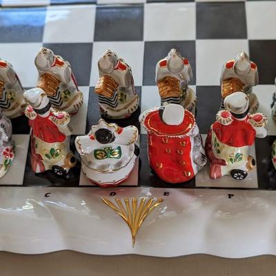Russian Gardner Verbilky Porcelain Figurine Chess Set