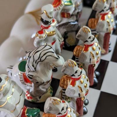 Russian Gardner Verbilky Porcelain Figurine Chess Set