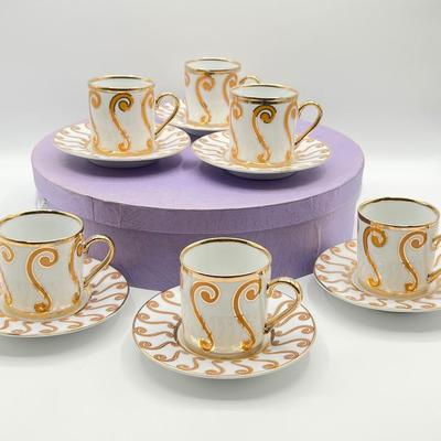 Fine Porcelain Espresso Cups & Saucers ~ Set Of Six (6) | EstateSales.org