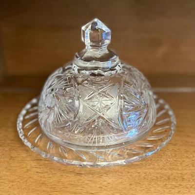 Cut glass butter dish