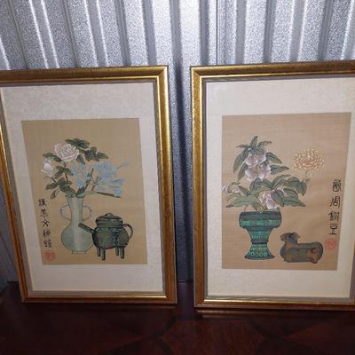 A pair of two Asian pictures lot 1