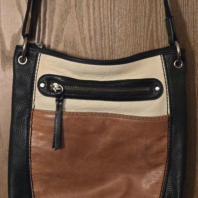 THE SAC Black, Brown, & Cream Leather Crossbody Purse