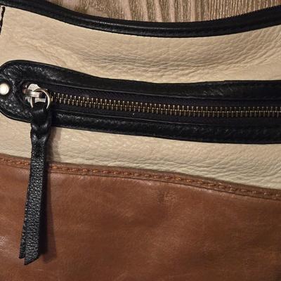 THE SAC Black, Brown, & Cream Leather Crossbody Purse