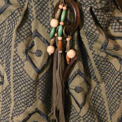 Tribal Cloth Handbag with Beaded Accessory