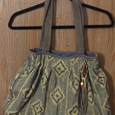 Tribal Cloth Handbag with Beaded Accessory