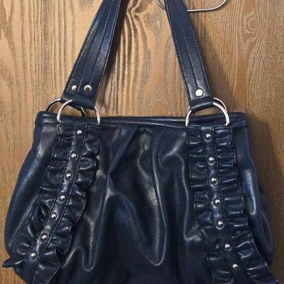 NINE CO. Black Leather Handbag