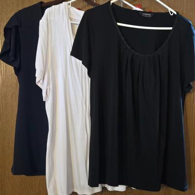 Ladies Tops (3) Navy, White, & Black