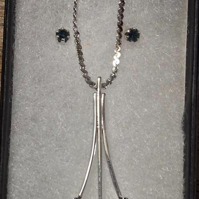 Sterling Silver & Sapphire Necklace & Earrings