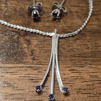 Sterling Silver & Sapphire Necklace & Earrings